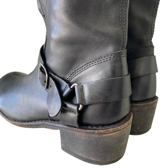 Gee'WaWa Motorcycle Biker Boots Mid Calf Black Leather Harness Straps Women 9 M - Picture 13 of 16